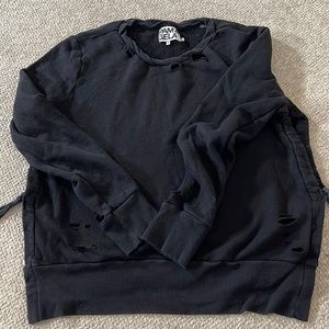 Pam & Gela Black Distressed Sweatshirt size M